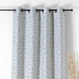 Rideau thermique imprimé graphique polyester bleu 140x240 c…