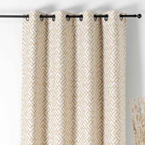 Rideau thermique imprimé graphique polyester jaune moutarde…