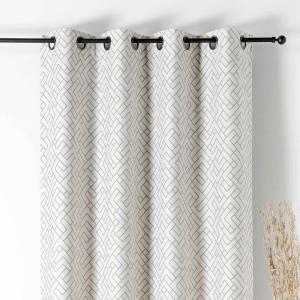 Rideau thermique imprimé graphique polyester taupe 140x240…