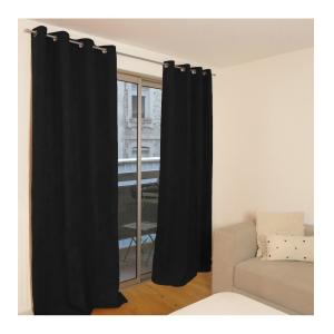 Rideau thermique occultant jacquard 140x260 cm - Noir