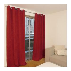 Rideau thermique occultant jacquard 140x260 cm - Rouge
