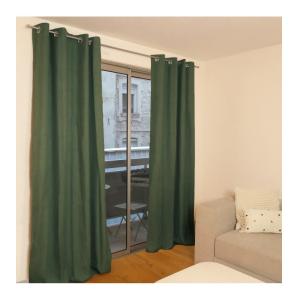 Rideau thermique occultant jacquard  kaki 140x250 cm