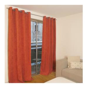 Rideau thermique occultant jacquard orange 140x260 cm