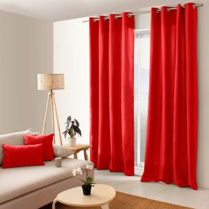 Rideau uni 100% coton rouge 135x240cm