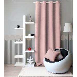 Rideau uni à oeillets polyester vieux rose 140x240 cm