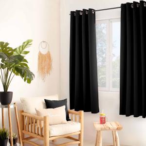 Rideau uni isolant et thermique polyester noir 140x180 cm