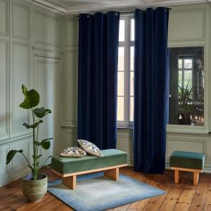 Rideau velours mat bleu 135x280 cm