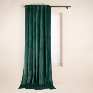 Rideau velours uni et point de bourdon noir vert 140x270 cm