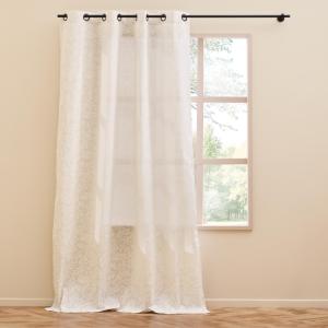 Rideau vintage feuillage tissé coton naturel 0 x 140