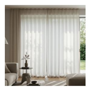 Rideau voilage étamine effet lin avec ruflette 280x250 cm N…