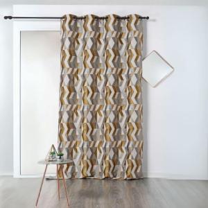 Rideau zig zag coloré polyester jaune 135x240 cm
