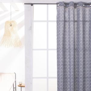 Rideauimprimé à oeillets  140x240 cm Bleu gris