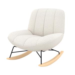 Rocking chair en tissu bouclette blanc cassé