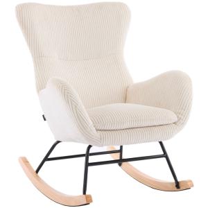 Rocking-chair en velours côtelé beige