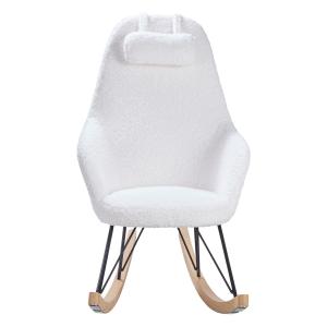 Rocking-chair scandinave effet laine mohair blanc