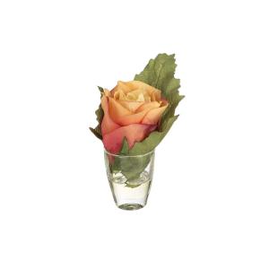 Rose avec feuille en illusion d'eau artificielle pêche H14