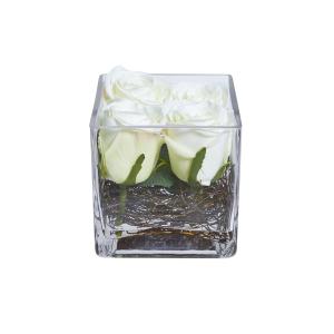Roses en illusion d'eau artificielles blanches H12