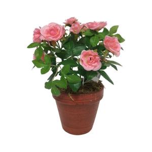 Rosier artificiel en tissu rose Ø10 x 23 cm