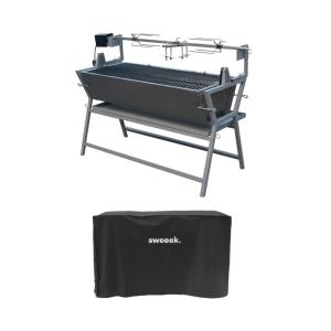 Rôtissoire charbon de bois motorisée inox avec housse