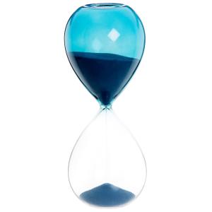Sablier en verre recyclé transparent et bleu