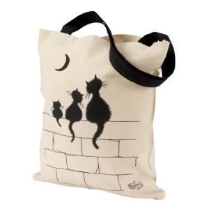 Sac  3 chats en coton ecru 40 x 35 cm