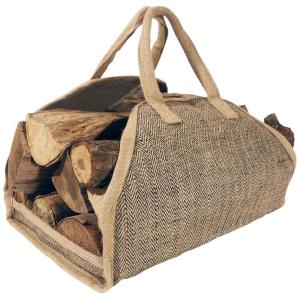 Sac à bûches en toile de jute renforcée beige