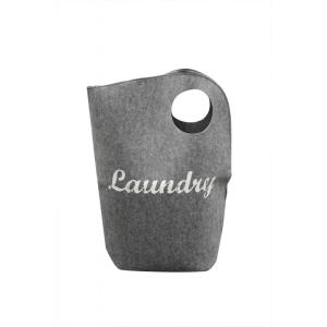 Sac à linge en feutrine gris avec anses et fermeture