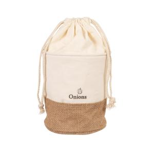 Sac à oignons blanc et beige