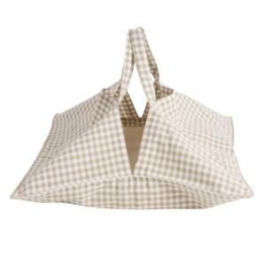 Sac à tarte en coton motif vichy blanc et marron