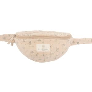 Sac banane enfant en gaze de coton imprimé beige 21x11x6