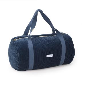 Sac bowling velours de coton Bleu orage