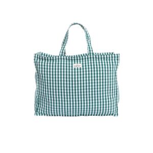 Sac cabas en coton imprimé vichy vert