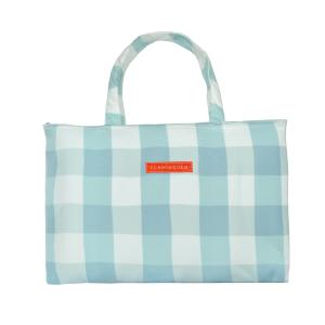 Sac de Plage Avec Serviette Vichy Coton Bleu