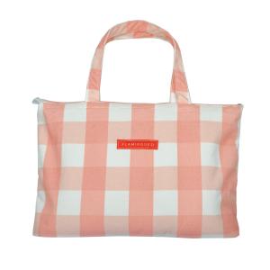 Sac de Plage Avec Serviette Vichy Coton Rose