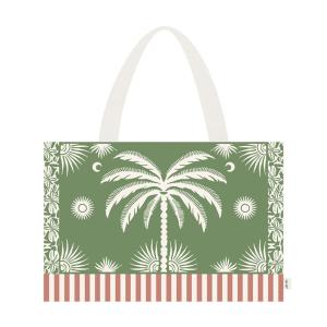 Sac de plage en coton vert et rouge 57x38x11