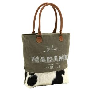 Sac en coton et peau de vache madame rebelle