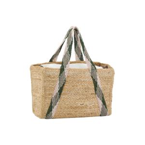 Sac en jute rectangulaire et poche en coton kaki