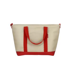 Sac en tissu isotherme beige et rouge 26L