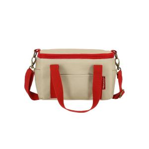 Sac en tissu isotherme beige et rouge 5L