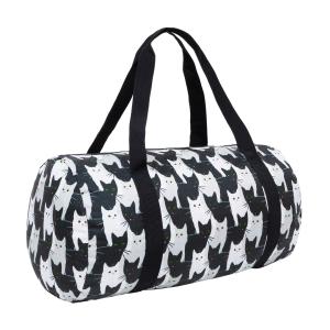 Sac polochon pliable  noir/blanc polyester 44 x 22 x 22 cm