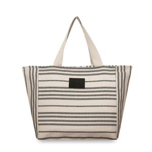 Sac shopping en coton blanc et noir 47x31x19