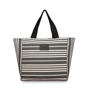 Sac shopping en coton noir et blanc 47x31x19