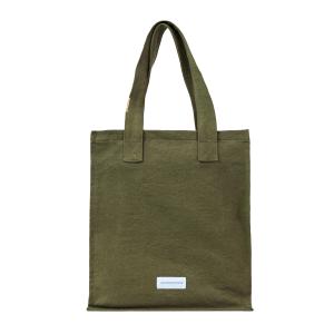 Sac zippé en toile de coton bio vert câpre uni