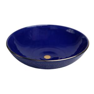 Saladier bas en céramique bleu