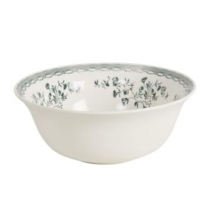 Saladier en céramique blanche motif floral vert