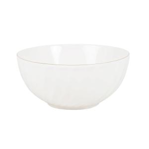 Saladier en céramique torsadée blanche et liseré doré