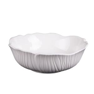 Saladier Ginkgo 23 cm blanc en porcelaine