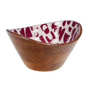 Saladier   rouge en bois