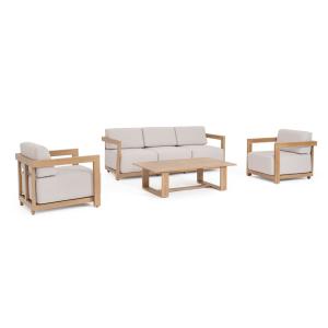 Salon avec coussins avec fauteuils et table en aluminium