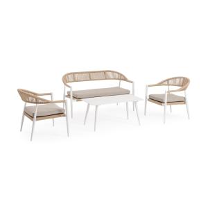 Salon avec coussins en aluminium et fibres synthétiques, bl…